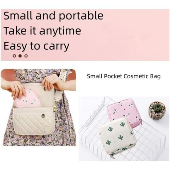 2pcs mini makeup bag small cosmetic pouch travel toiletry organizer coin purse - Picture 6 of 8